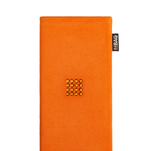 fitBAG Pop Classic Orange Tile    maßgeschneiderte Handytasche aus Alcantara® mit Mikrofaserinnenfutter und Swarovski® Kristallen