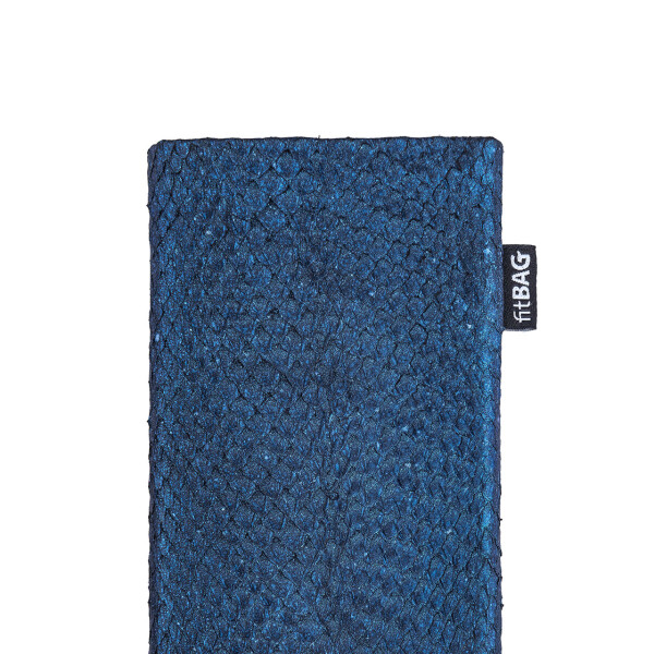 fitBAG Fin Salmon Ocean Blue    custom tailored fish leather sleeve with integrated MicroFibre lining