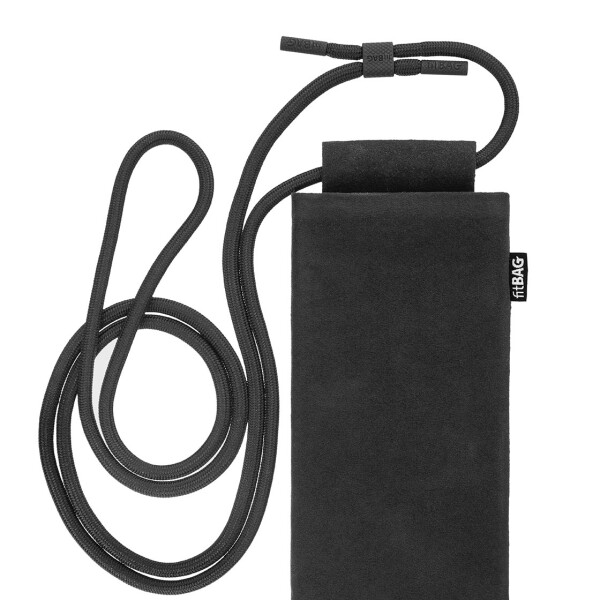 fitBAG Classic Black with Phone Necklace    custom tailored Alcantara® sleeve with integrated MicroFibre lining and Phone Necklace