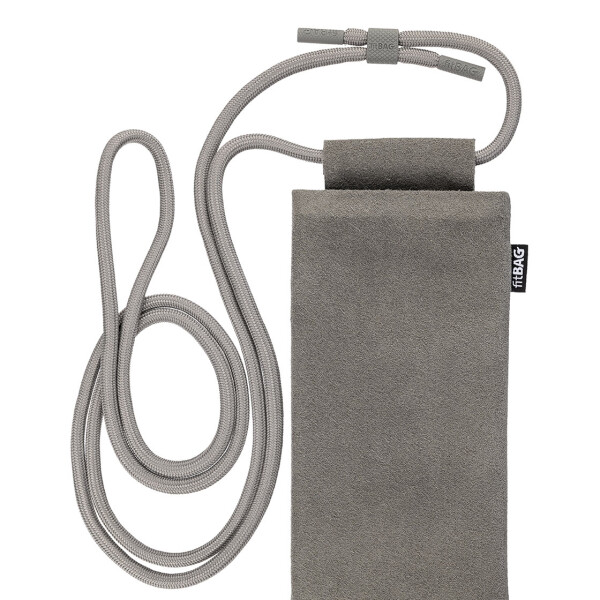 fitBAG Classic Gray with Phone Necklace    custom tailored Alcantara® sleeve with integrated MicroFibre lining and Phone Necklace