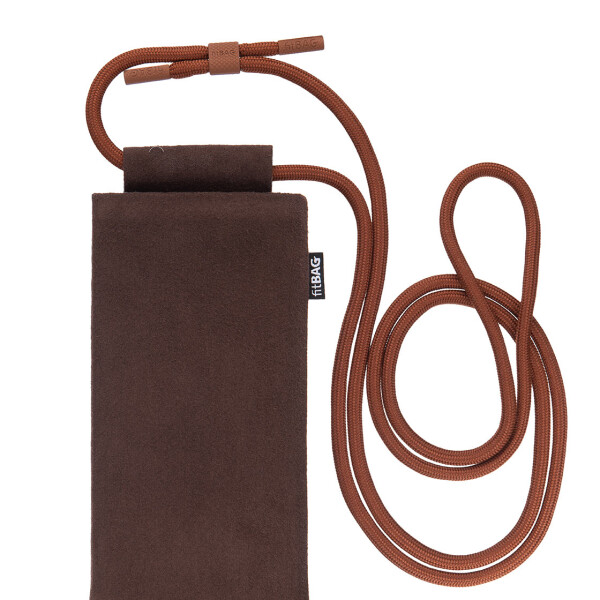 fitBAG Classic Brown with Phone Necklace    custom tailored Alcantara® sleeve with integrated MicroFibre lining and Phone Necklace