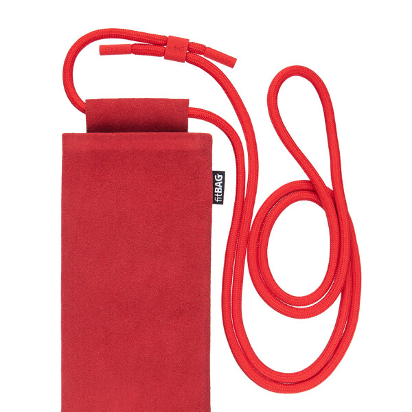 fitBAG Classic Red with Phone Necklace    custom tailored Alcantara® sleeve with integrated MicroFibre lining and Phone Necklace
