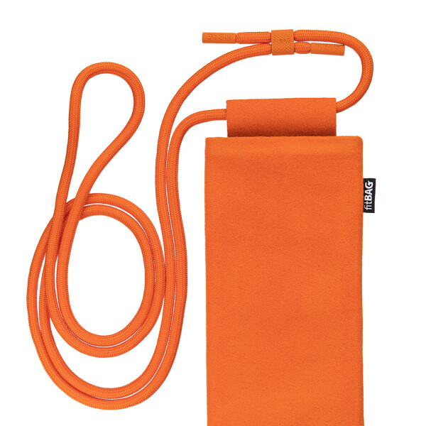 fitBAG Classic Orange with Phone Necklace    custom tailored Alcantara® sleeve with integrated MicroFibre lining and Phone Necklace