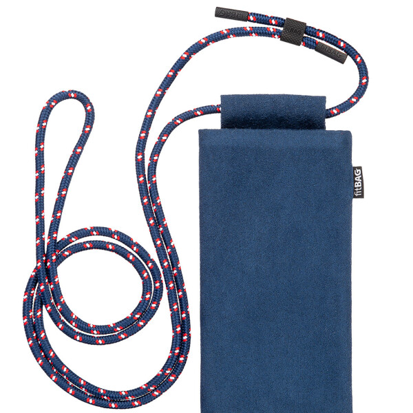 fitBAG Classic Blue with Phone Necklace    custom tailored Alcantara® sleeve with integrated MicroFibre lining and Phone Necklace