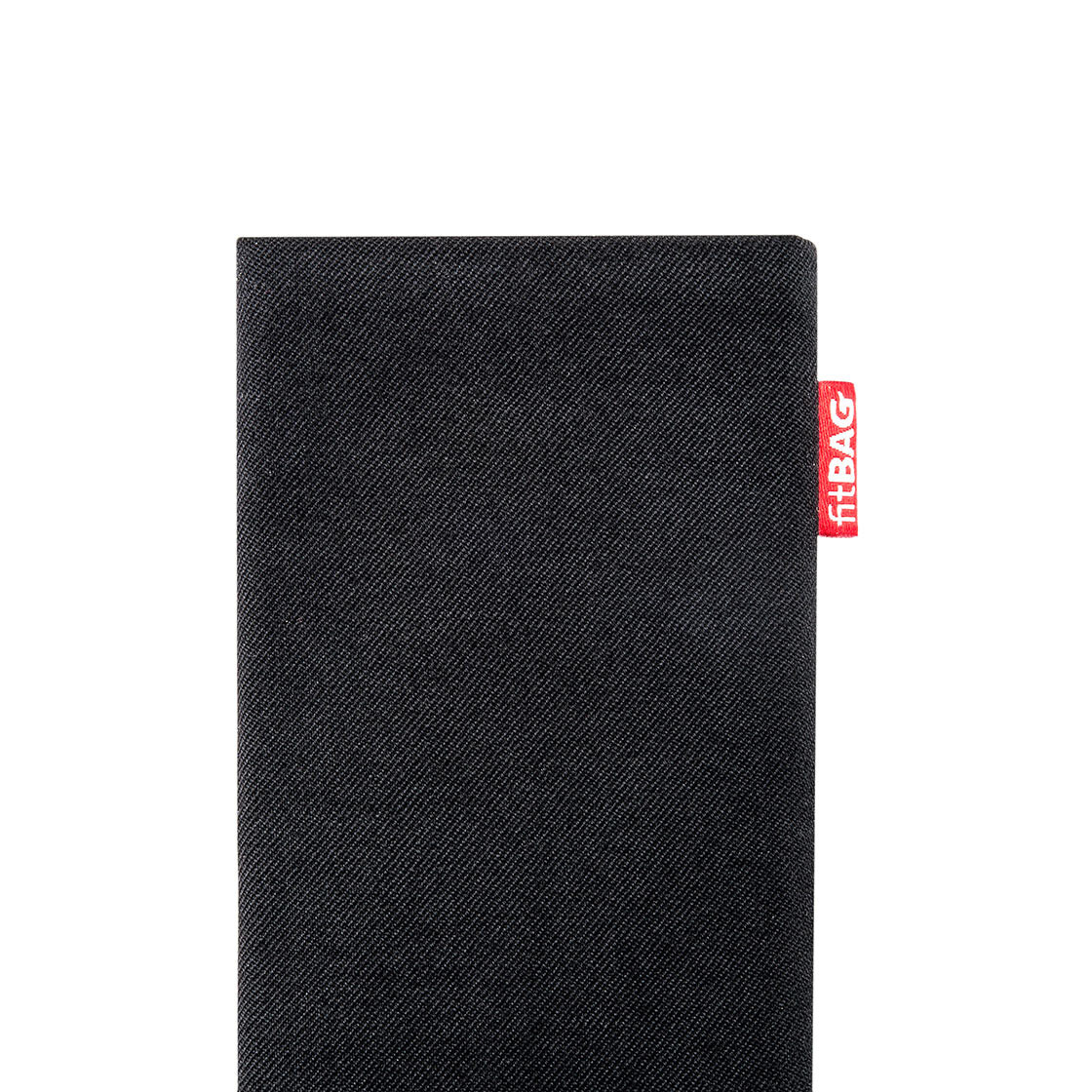 Made in Germany Hülle mit Reinigungsfunktion fitBAG Retro Schwarz Handytasche Tasche aus Cord-Stoff mit Microfaserinnenfutter für Apple iPhone 11 Pro Max
