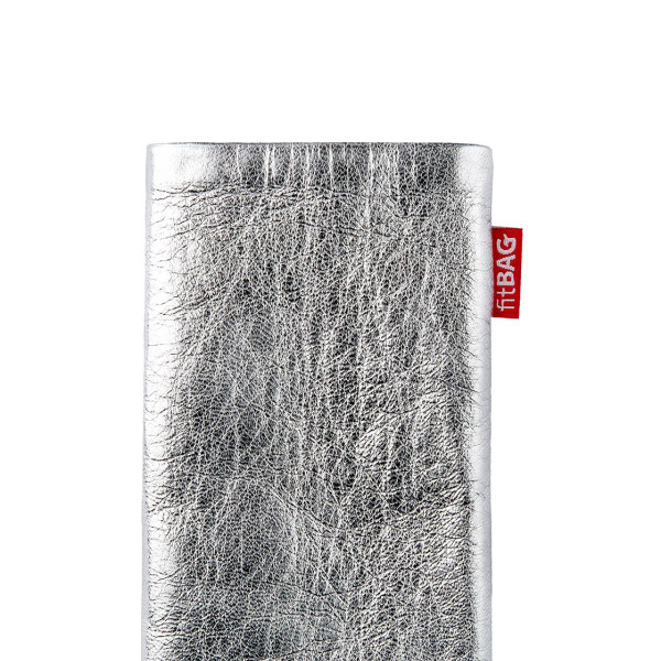 fitBAG Groove Silber    maßgeschneiderte Handytasche aus echtem Nappaleder mit Microfaserinnenfutter