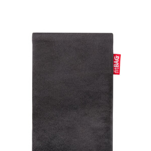 Made in Germany Hülle mit Reinigungsfunktion fitBAG Retro Schwarz Handytasche Tasche aus Cord-Stoff mit Microfaserinnenfutter für Apple iPhone 11 Pro Max
