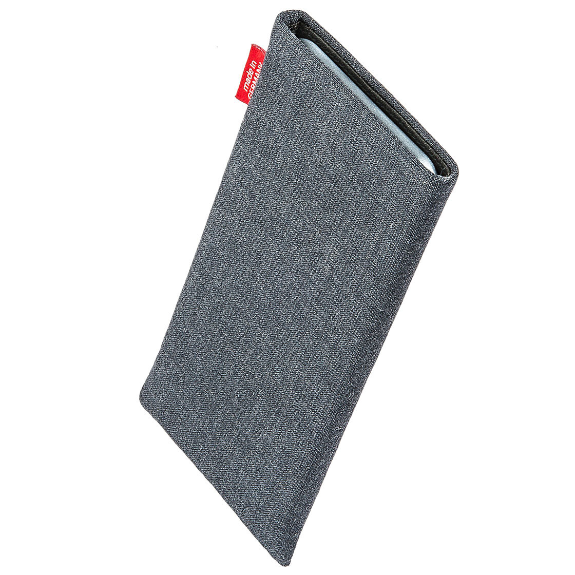 Hülle mit Reinigungsfunktion Mi 6X fitBAG Jive Grau Handytasche Tasche aus Textil-Stoff mit Microfaserinnenfutter für Xiaomi Mi A2 Made in Germany