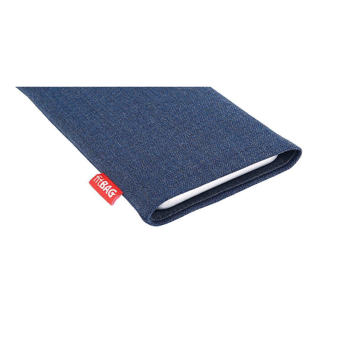 Hülle mit Reinigungsfunktion fitBAG Jive Blau Handytasche Tasche aus Textil-Stoff mit Microfaserinnenfutter für Motorola Moto G7 Plus Made in Germany 